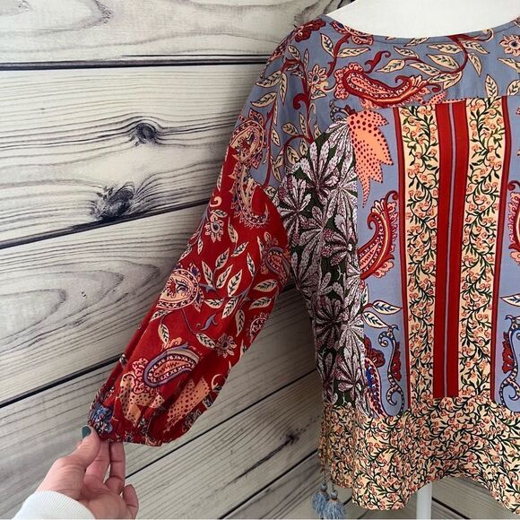 Anthropologie Multicolored Floral Paisley Patterned Blouse - Picture 9 of 13